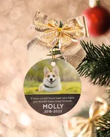 Personalized Custom Photo Dog Pet Memorial Sympathy Christmas Name Ceramic Ornament ORN14 Porcelain Ornament - Circle white one-sided __single