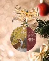 Personalized Custom Dog Puppy Picture First Christmas Ceramic Ornament Porcelain Ornament - Circle white one-sided __single