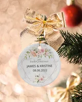 Personalized Custom My Baby First Christmas New baby Ceramic Ornament Porcelain Ornament - Circle white one-sided __single