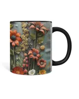 Personalized Flowers Accent Mug - Nature Gift , Flower Lover