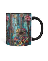 Personalized Hippie Guitar Accent Mug