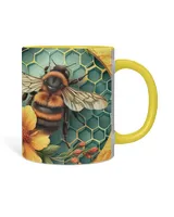 Personalized Flower & Bee Accent Mug