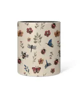 Personalized Beautiful Floral, Bee And Butterfly Accent Mug