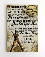 Personalized Softball My Our Daughter Poster/Canvas Lovely Gifts to Daughter from Family Ready To Hang Portrait Canvas white 11x14in