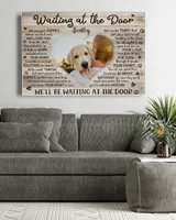 Personalized Custom Waiting At The Door Pet Dog Cat Memorial Canvas Art Poster TTH 001 Ready To Hang Landscape Canvas white 14x11in