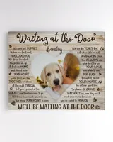 Personalized Custom Waiting At The Door Pet Dog Cat Memorial Canvas Art Poster TTH 001 Ready To Hang Landscape Canvas white 14x11in