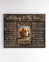 Personalized Custom Dog Pet Memorial Canvas Waiting At The Door Poem DC11 Ready To Hang Landscape Canvas white 14x11in