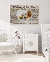 Personalized Custom Waiting At The Door Pet Dog Cat Memorial Canvas Art Poster TTH 001 Ready To Hang Landscape Canvas white 14x11in
