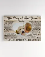 Personalized Custom Waiting At The Door Pet Dog Cat Memorial Canvas Art Poster TTH 001 Ready To Hang Landscape Canvas white 14x11in