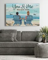 Back View Couple Sitting Beach Landscape You & Me We Got This Personalized Poster Ready To Hang Landscape Canvas (3 sizes) white 24x16in