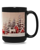 3D Christmas Mug Wrap 21 Black Mug 15oz black 15oz