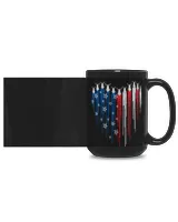 Red White Blue Heart Bobber Motorcycle Lovers Black Mug 15oz black 15oz