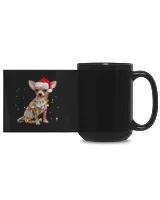 Christmas Lights Chihuahua with Santa Hat Pajamas Black Mug 15oz black 15oz
