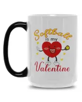 Softball Is My Valentine Mug- Valentine Mugs- Softball Mugs Magic Mug 15oz white 15oz