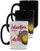 Valentine Mug- For Softball Lovers- Softball Mug Gifts Magic Mug 15oz white 15oz