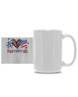 Peace love cats July 4th gifts Cat Lovers White Mug 15oz white 15oz