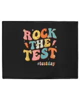 Rock The Test Testing Day Motivational Teacher Student Indoor Floor Mats black 18x24in