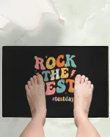 Rock The Test Testing Day Motivational Teacher Student Indoor Floor Mats black 18x24in