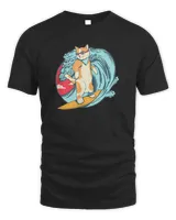 Funny Cat Skiing In The Sea Surf And Cat Lover T Shirt
