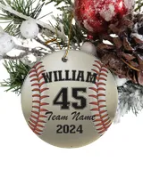 Personalized Custom Number Name Baseball Ornament  Gifts For Christmas Circle Ceramic Ornament white one-side single