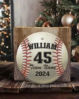 Personalized Custom Number Name Baseball Ornament  Gifts For Christmas Circle Ceramic Ornament white one-side single
