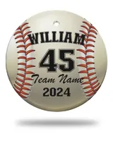 Personalized Custom Number Name Baseball Ornament  Gifts For Christmas Circle Ceramic Ornament white one-side single