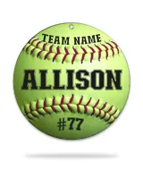 Personalized Custom Number Name Softball Ornament  Gifts For Christmas Circle Aluminium Ornament white one-side single
