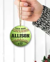 Personalized Custom Number Name Softball Ornament  Gifts For Christmas Circle Aluminium Ornament white one-side single