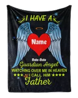 PERSONALIZATION - Blanket - In Memory loving - My Father Is My Guardian Angel Cozy Plush Fleece Blanket (30x40in) black 30x40in