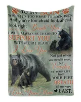 Family Bear to my son Cozy Plush Fleece Blanket (30x40in) white 30x40in