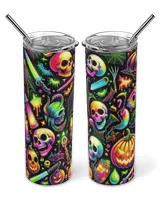 Neon Nightmare Halloween Tumbler Skinny Tumbler white 20oz
