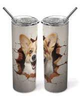 3D Corgi Tumbler 1 Skinny Tumbler white 20oz