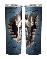 3D French Bulldog Tumbler 1 Skinny Tumbler white 20oz