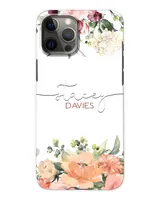 Personalized Monogram Phone Case Initial Letter Vintage Retro Floral Custom Name Cases for Women Girls Compatible with iPhone 14 13 12 11 Pro Max Mini XR XS X Snap Case - iP 12 white
