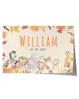 Custom Nursery Name Print Satin Landscape Poster white 18x12in