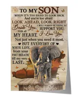 Family Elephant I love you with all my heart Satin Portrait Poster white 12x18in