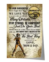 Personalized Softball My Our Daughter Poster/Canvas Lovely Gifts to Daughter from Family Satin Portrait Poster white 12x18in
