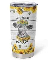 Personalized Name Cow Sunflower Full Printed Stainless Steel Tumbler (20oz) white 20oz