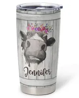 Personalized Just A Girl Who Loves Cows Flower Full Printed Stainless Steel Tumbler (20oz) white 20oz