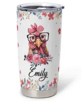 Personalized Just A Girl Who Loves Chickens Flower Full Printed Stainless Steel Tumbler (20oz) white 20oz