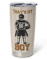 Flag Football Tumbler For Boy - Personalize Name and Number Full Printed Stainless Steel Tumbler (20oz) white 20oz