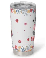 Personalized Just A Girl Who Loves Chickens Flower Full Printed Stainless Steel Tumbler (20oz) white 20oz