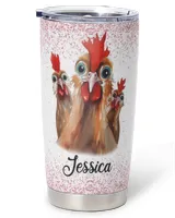 Custom Name I Might Look Like I'm Listening To You Chicken Full Printed Stainless Steel Tumbler (20oz) white 20oz