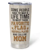 Flag Football Tumbler For Boy - Personalize Name and Number Full Printed Stainless Steel Tumbler (20oz) white 20oz