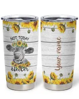 Personalized Name Cow Sunflower Full Printed Stainless Steel Tumbler (20oz) white 20oz