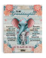 To My Granddaughter Elephant Flower, Granddaughter Gift from Grandma Ready To Hang Canvas (16x20 inch) white 16x20in