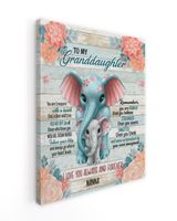 To My Granddaughter Elephant Flower, Granddaughter Gift from Grandma Ready To Hang Canvas (16x20 inch) white 16x20in