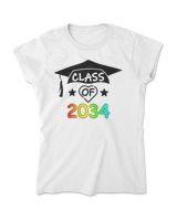 K -12th Grade Hand Prints Space Graduation Class of 2034 T-Shirt Women's Standard T-Shirt white s