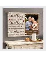 Personalized Custom Goodbyes Are Not Forever Dad Mom Memorial Canvas Print Art Poster DC108 Ready To Hang Landscape Canvas white 14x11in