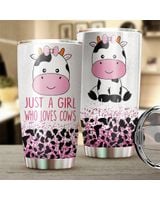 Just A Girl Who Loves Cows Full Printed Stainless Steel Tumbler (20oz) white 20oz